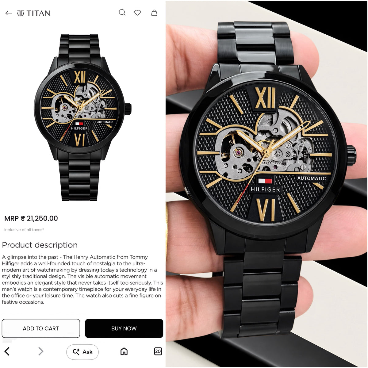 The Tommy Hilfiger Automatic Skeleton watch combines modern elegance with a premium design__J4
