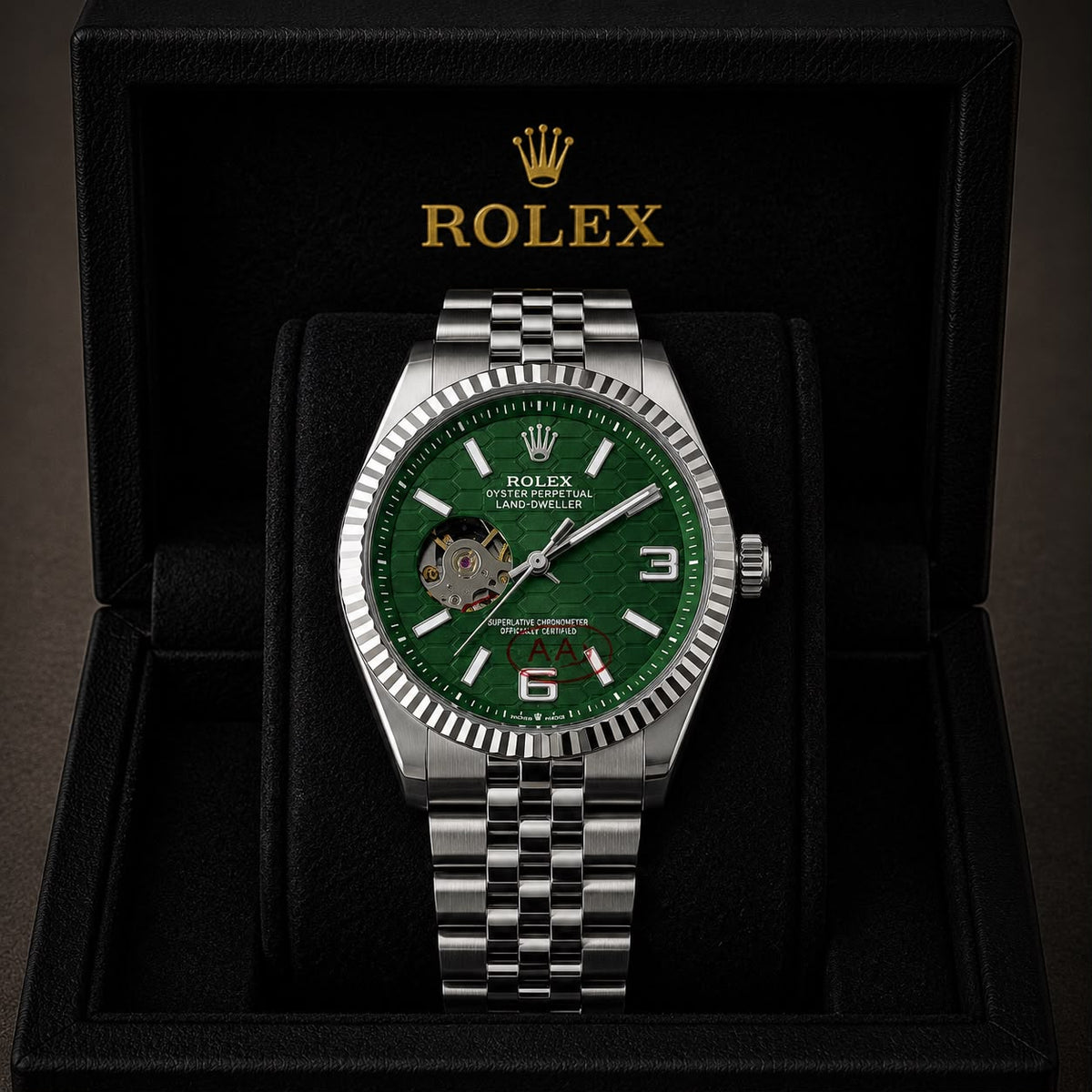 R@olex Luxury Green Dial Automatic Watch_S9