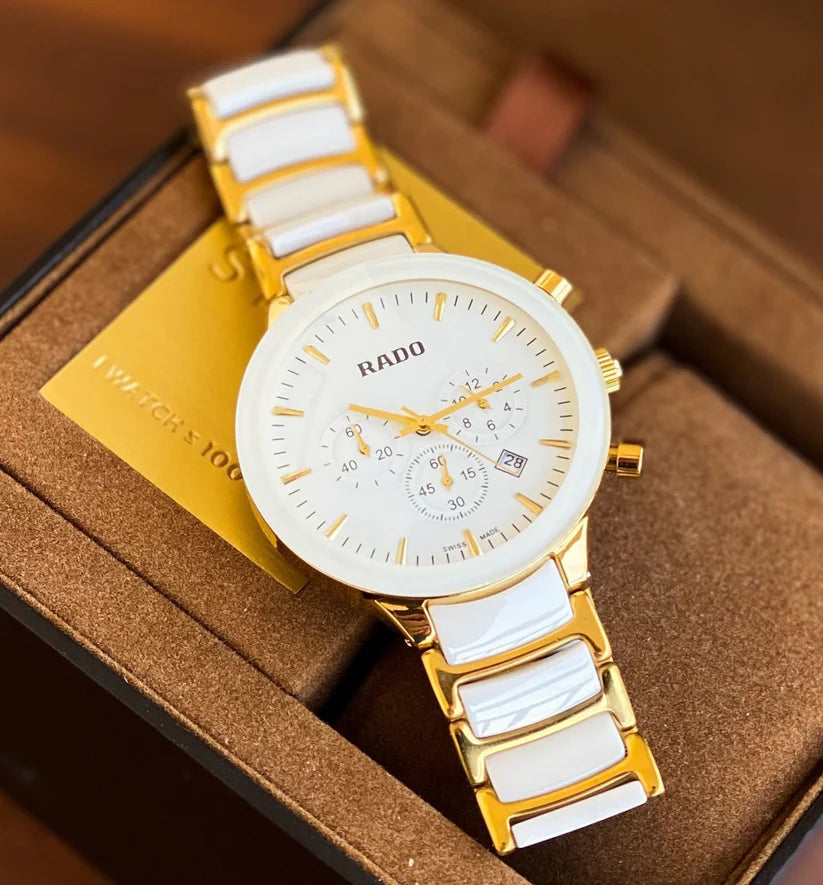 R_do Centrix Chronograph White Ceramic & Gold-Tone Men's Watch_J7
