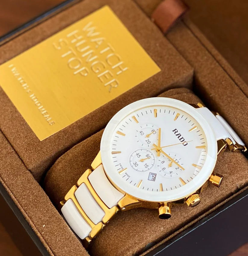 R_do Centrix Chronograph White Ceramic & Gold-Tone Men's Watch_J7