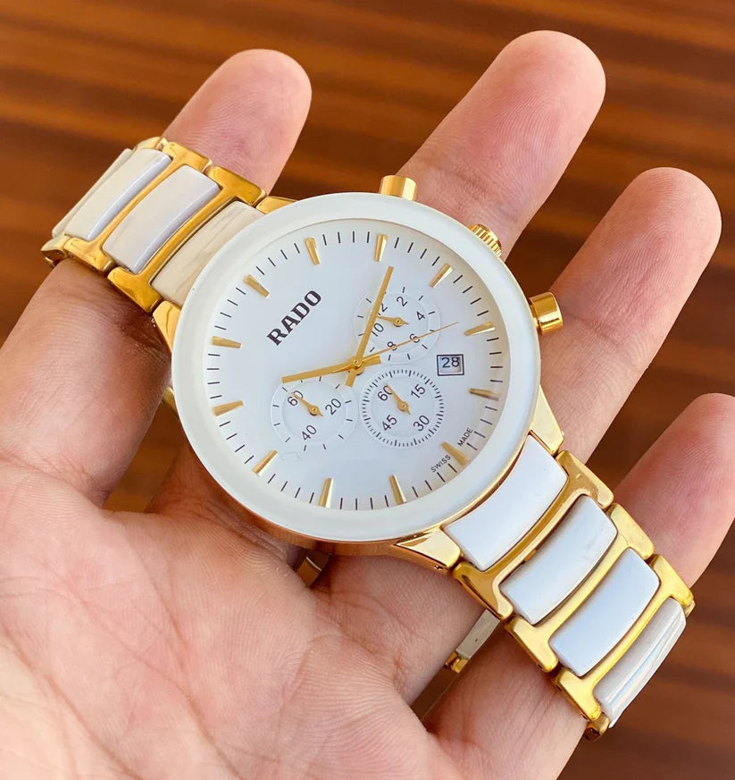 R_do Centrix Chronograph White Ceramic & Gold-Tone Men's Watch_J7