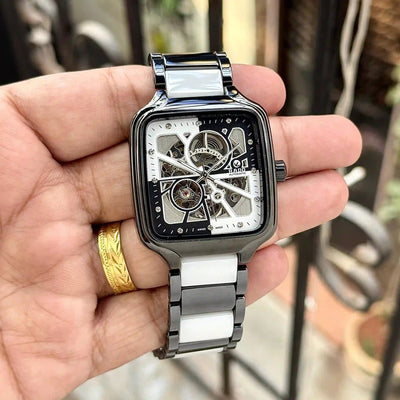 R@do True Square Automatic Open Heart Diamonds Limited Edition Black And White_J17