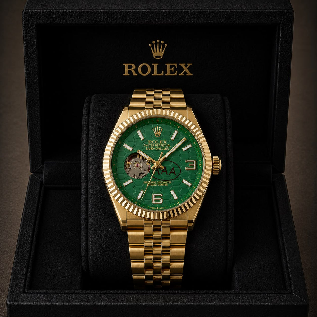 R@olex Luxury Green Dial Automatic Watch_S9