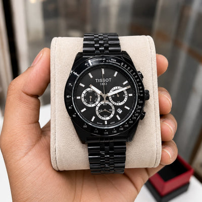 *Tisso@t Chronograph — Elegant Swiss-made timepiece featuring a striking blue bezel, silver dial,_S11