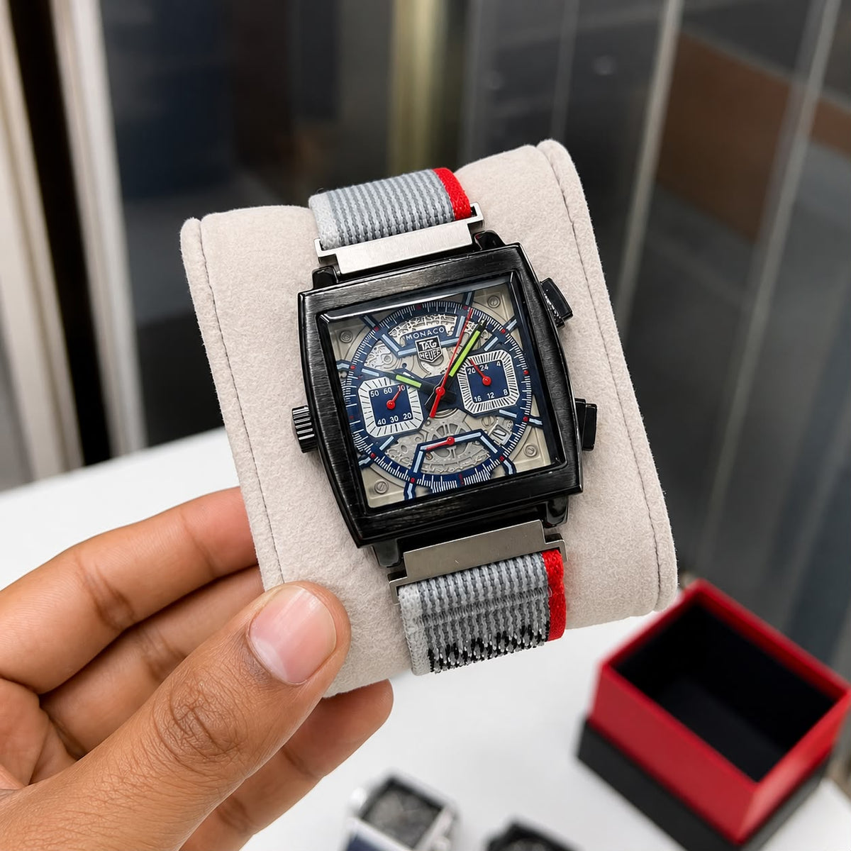 Iconic TAG Heuer Monaco- Limited edition velcaro strap inspired square chronograph_S16