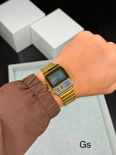 Casi@o Vintage A1100G-5DF gold digital watch_G1