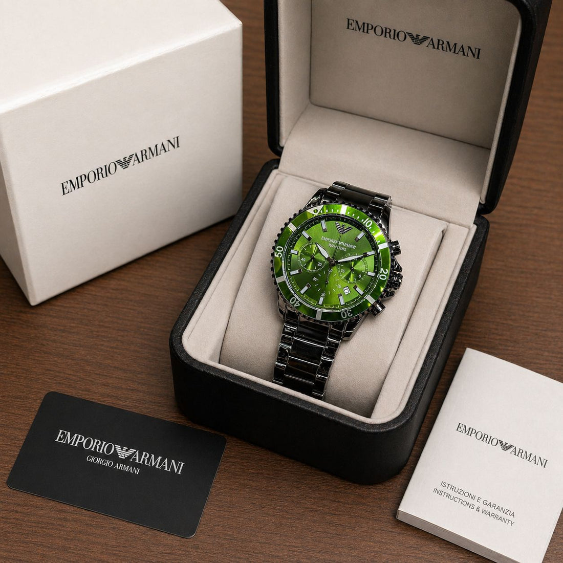 Em_orio Ar_ani Ceramica Look watch is a classic yet stylish design in all over full Stainless Steel Chain_J22