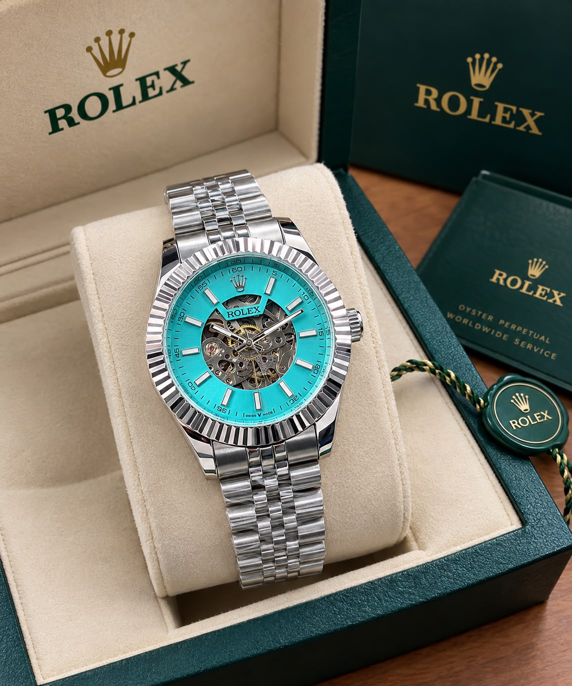 R_olex Tiffany blue dial giving an elite design for your wrist. _F3✅