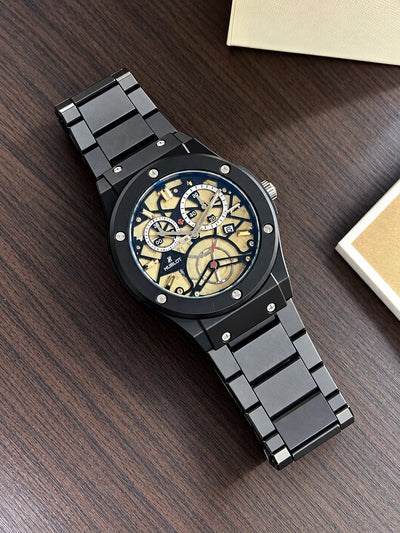Hublot Skeleton Watch ⌚ Luxury silver-tone case with a striking white skeleton dial_S5