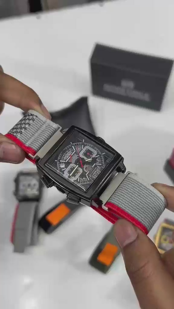 Iconic TAG Heuer Monaco- Limited edition velcaro strap inspired square chronograph_S16